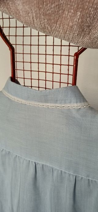 Camisa vintage cuadro Vichy azul bebé 