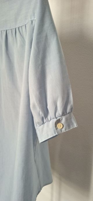 Camisa vintage cuadro Vichy azul bebé 