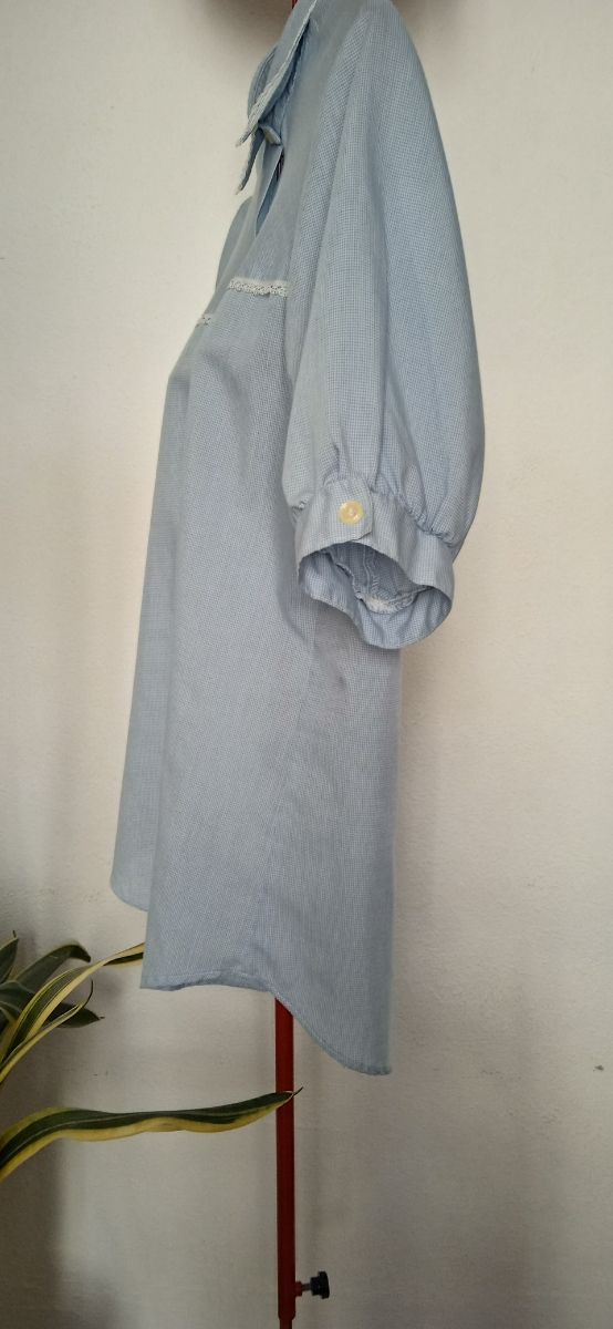 Camisa vintage cuadro Vichy azul bebé