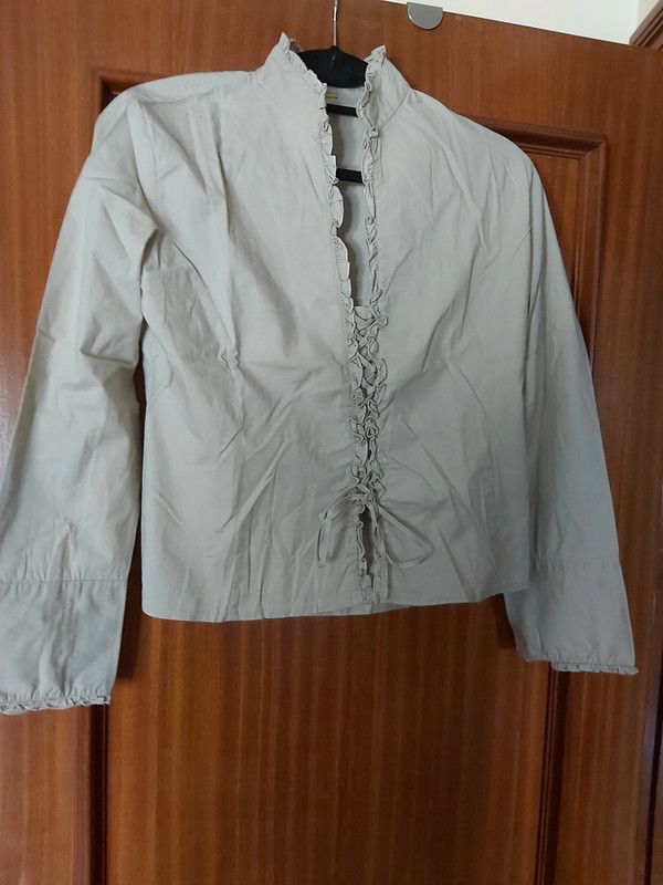 Blusa mangas compridas, com ondulados, 97% algodão