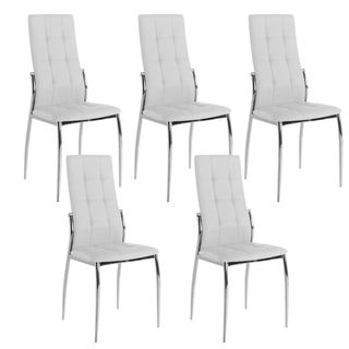 SILLAS COMEDOR - SALÓN POLIPIEL BLANCAS- PACK DE 5