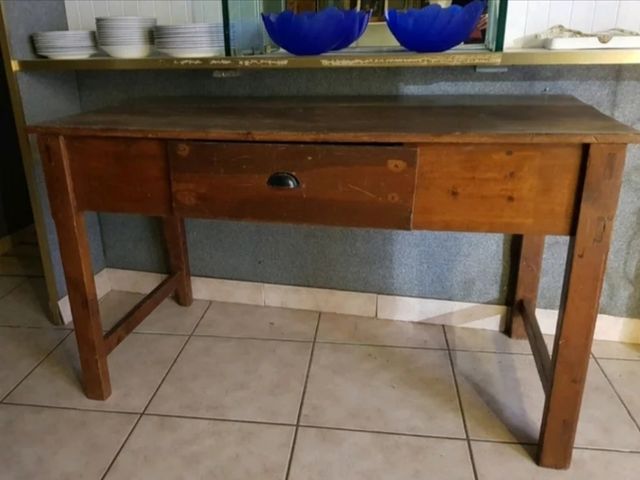 MESA de MADERA, Antiguo MOSTRADOR 140×68×81cm