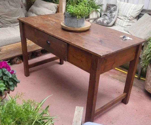 MESA de MADERA, Antiguo MOSTRADOR 140×68×81cm