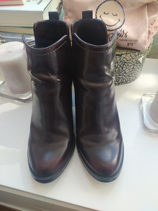 botin tacón ancho marrones 