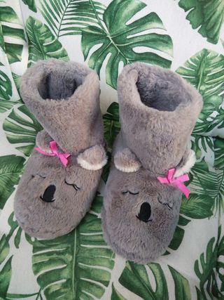 NUEVO Zapatillas Casa Peluche Gris
