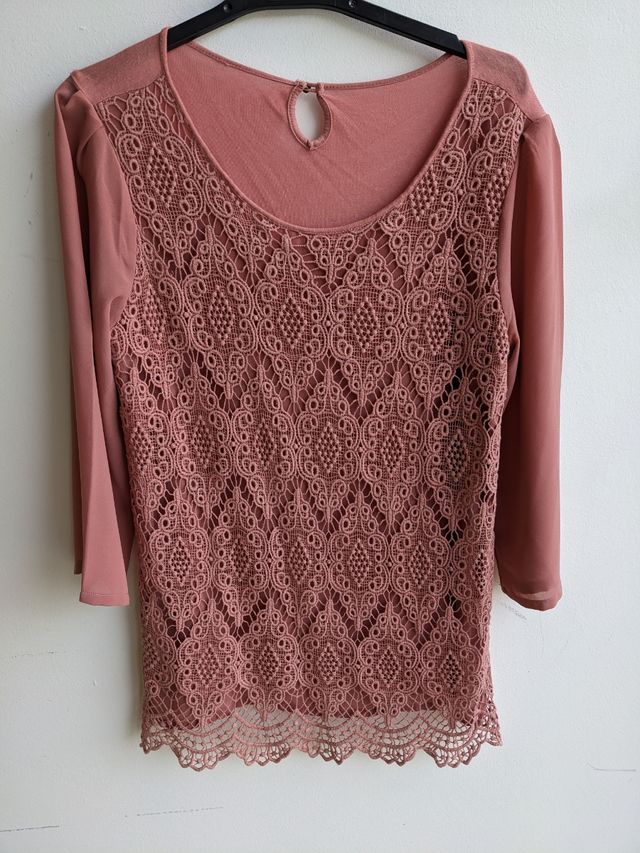 Camiseta talla S color rosa empolvado