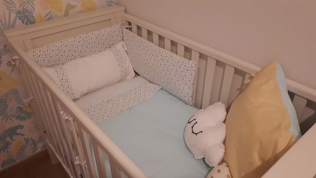 edredón cuna + cojín + protectores+ 2 sabanas