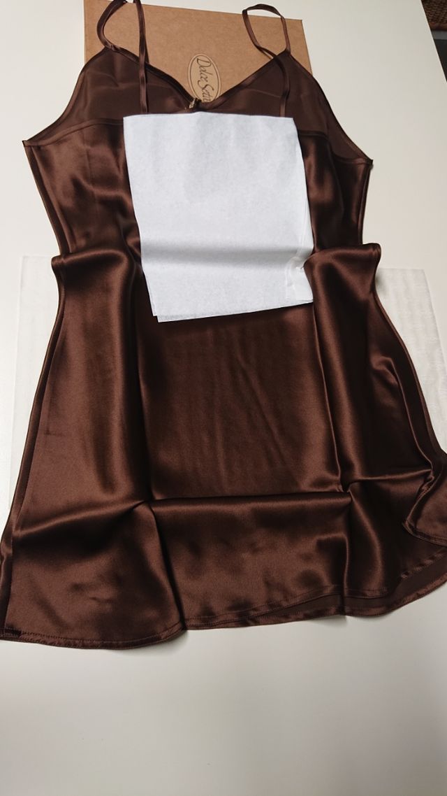 sottoveste corta tg 42, 100% raso seta marrone