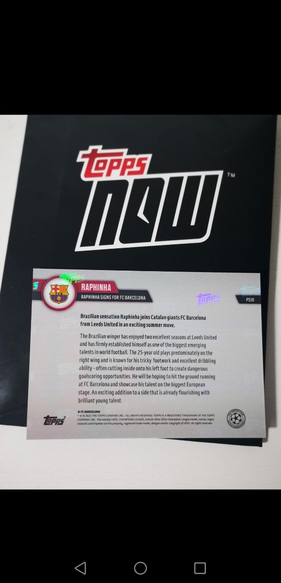 Raphinha purple 31/99 Topps Now #PS10.FC Barcelona
