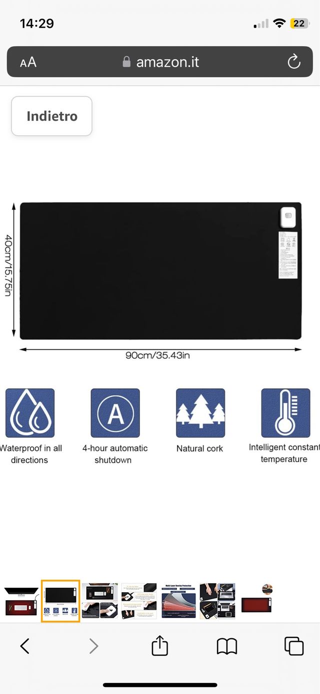 Tappetino riscaldante da scrivania