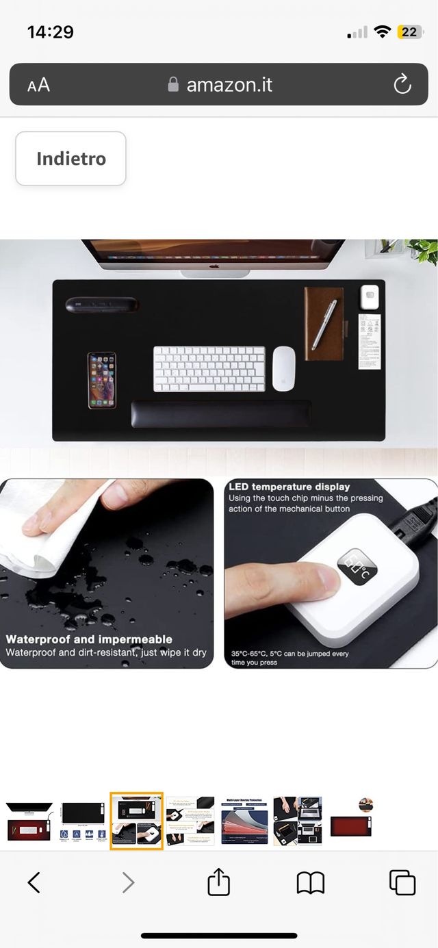 Tappetino riscaldante da scrivania