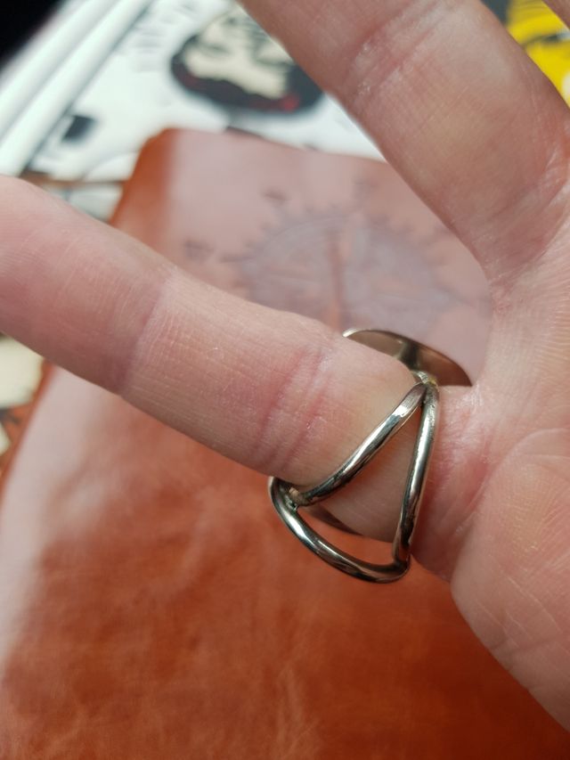 Antiguo anillo o pasapañuelo egipto amuleto plata