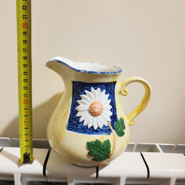 Jarra florero cerámico margaritas