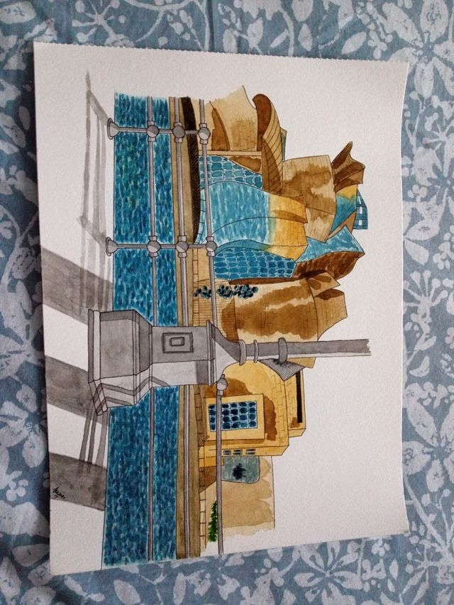 Acuarela Guggenheim de Bilbao 