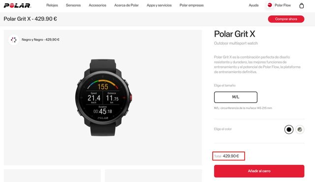 Reloj Polar Grit X Negro M/L Deporte NUEVO