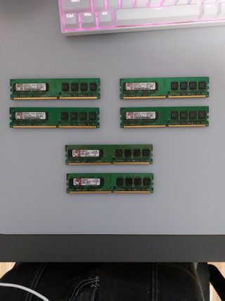 Lote 6 módulos RAM 1GB DDR2