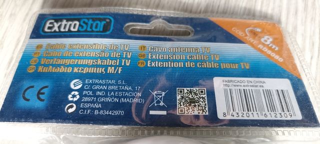 Alargo empalme antena.