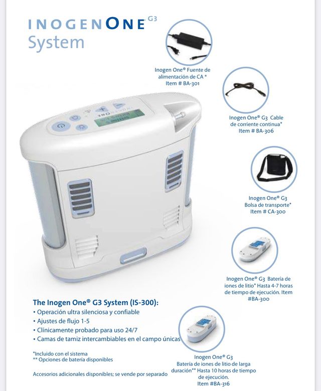 Concentrador de oxigeno PORTATIL Inogenone G3 