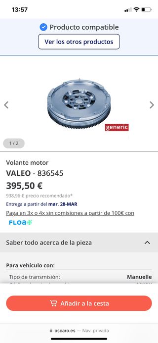 Volante motor embrague Seat leon Mk3