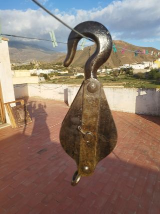polea trocola polipasto roldana gancho metal