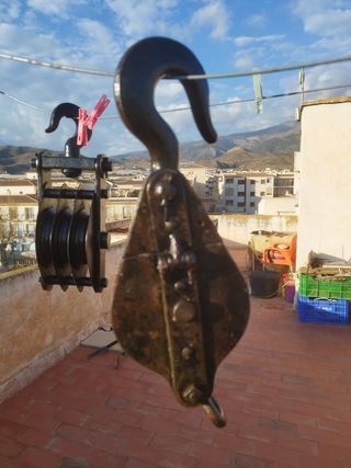 polea trocola polipasto roldana gancho metal