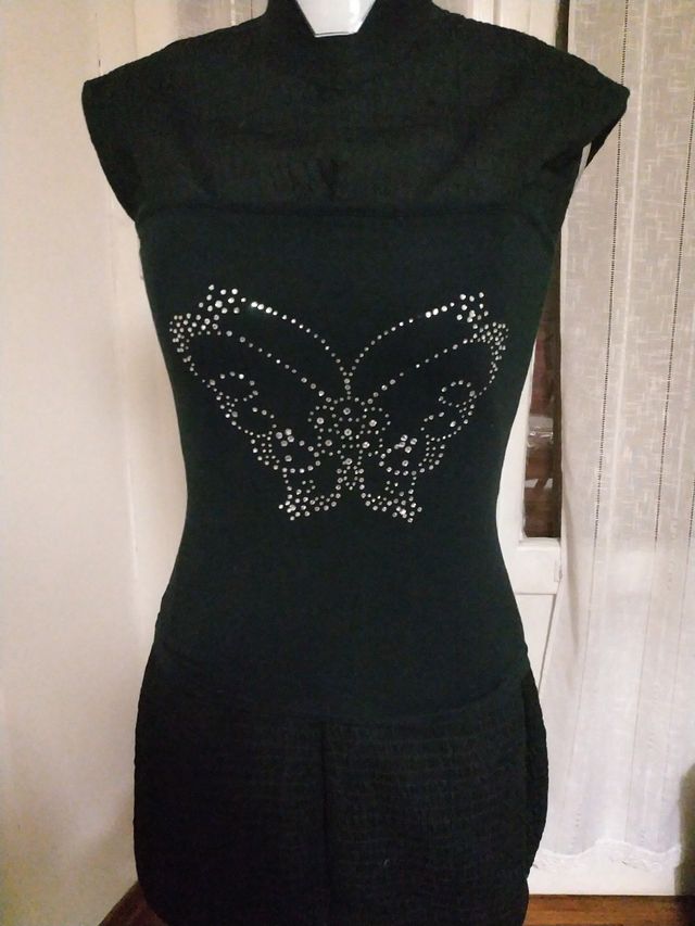 Top nero con strass Terranova