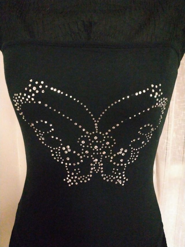Top nero con strass Terranova