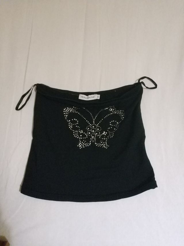 Top nero con strass Terranova