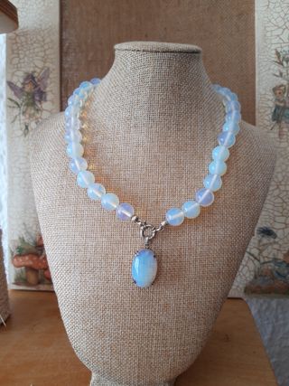 Conjunto de collar opalina + Colgante plata 925