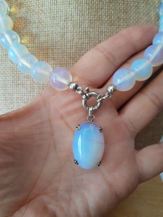 Conjunto de collar opalina + Colgante plata 925