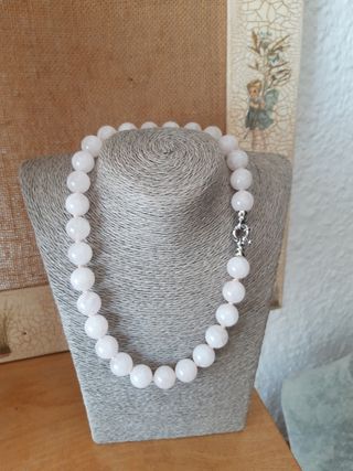 Collar cuarzo rosa plata 925