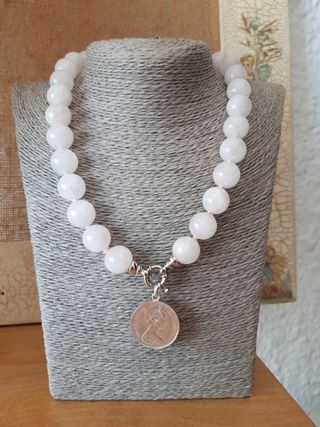 Collar cuarzo rosa plata 925