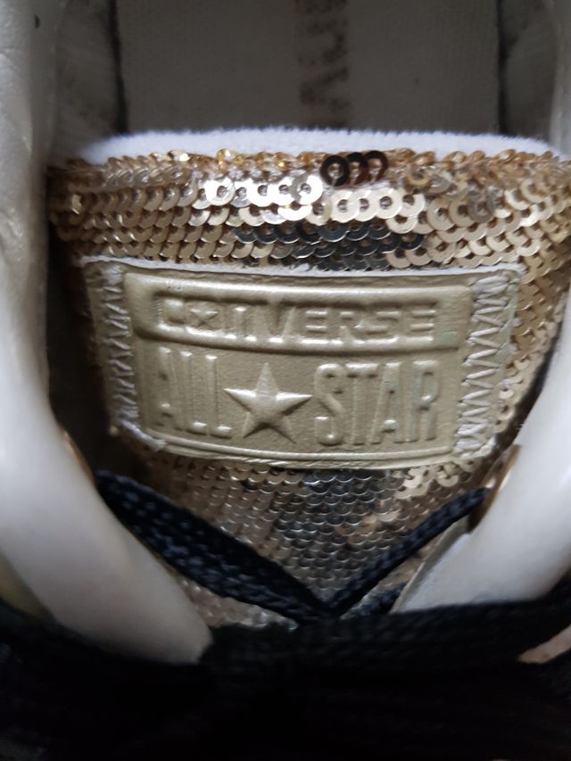 Tenis bambas converse 37 lentejuelas doradas