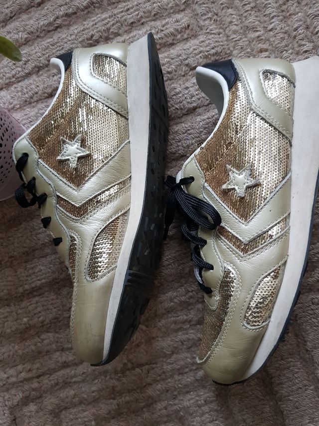 Tenis bambas converse 37 lentejuelas doradas