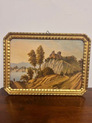Coppia quadri dipinti ad olio, paesaggio marino