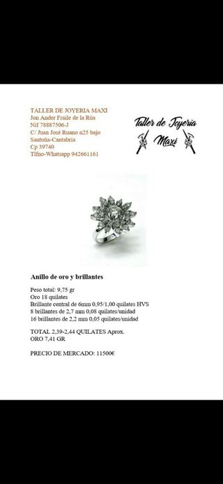 Anillo de oro y diamantes naturales