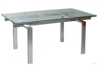 Mesa comedor aluminio y cristal extensible