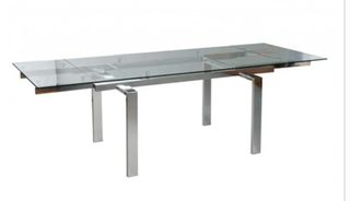 Mesa comedor aluminio y cristal extensible