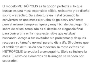 Mesa comedor aluminio y cristal extensible