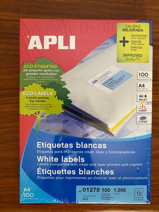 Etiquetas impresora Apli 1278 105x57 mm