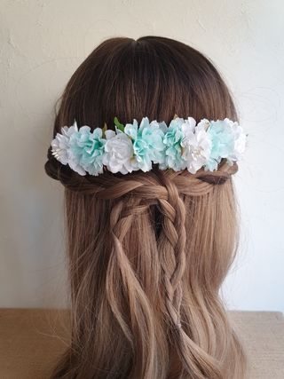Conjunto dos peinecillos verde agua y blanco