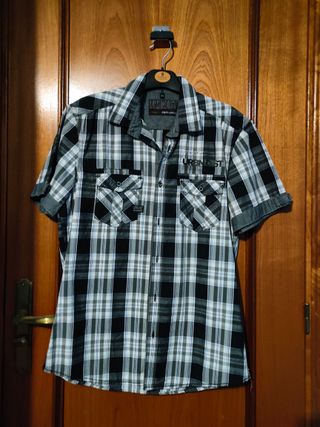 Camisa cuadros manga corta hombre M