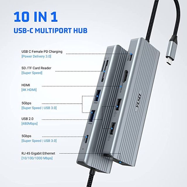 Hub USB C, 10 en 1 Docking Station SIN ESTRENAR
