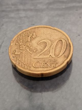 A35 - Error , moneda España 20 Céntimos 1999 .