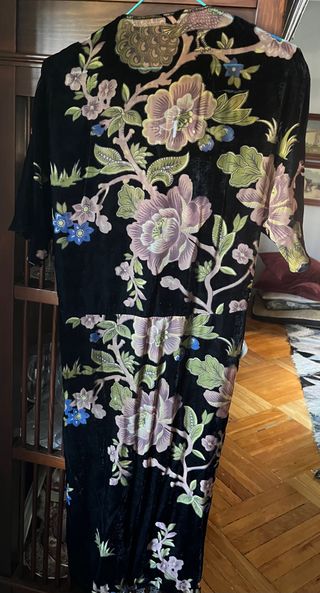 Kimono terciopelo flores estampado Zara