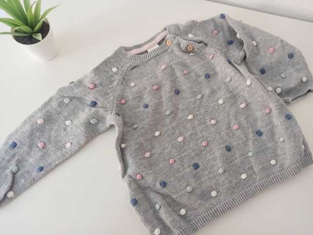 Jersey 6-9meses gris bolitas colores
