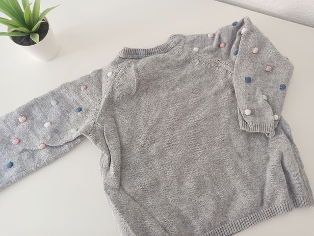 Jersey 6-9meses gris bolitas colores