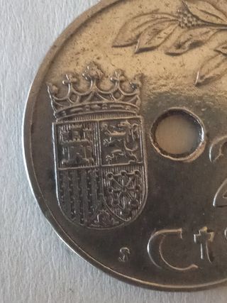 Moneda de 25 centimos de1937 sin circular.        