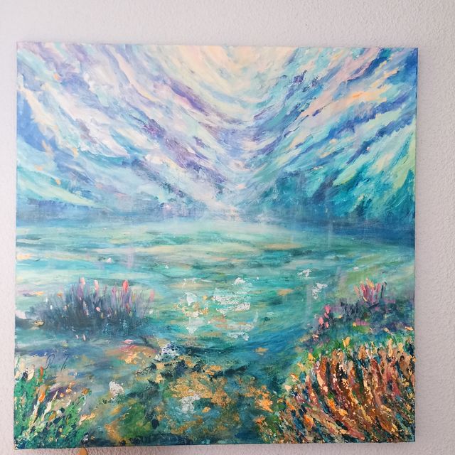 Oferta  hoy! Cuadro semi abstracto paisaje mar tur