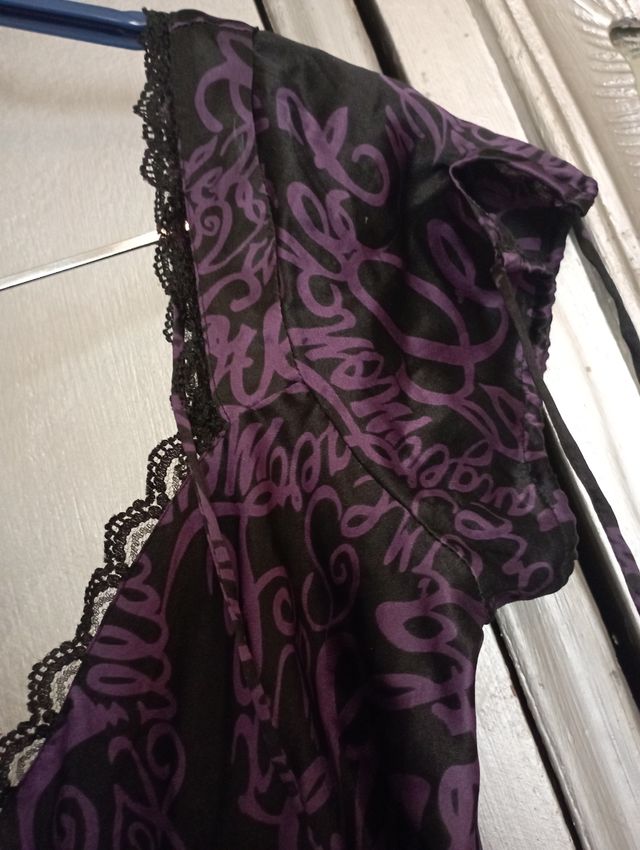 Killah top 100%seta e pizzi viola-nera misura M.